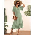 thumbnail image 3 of DARING DIVA Women's Swiss Dots Ruffle Midi Dresses L Light Green, 3 of 6