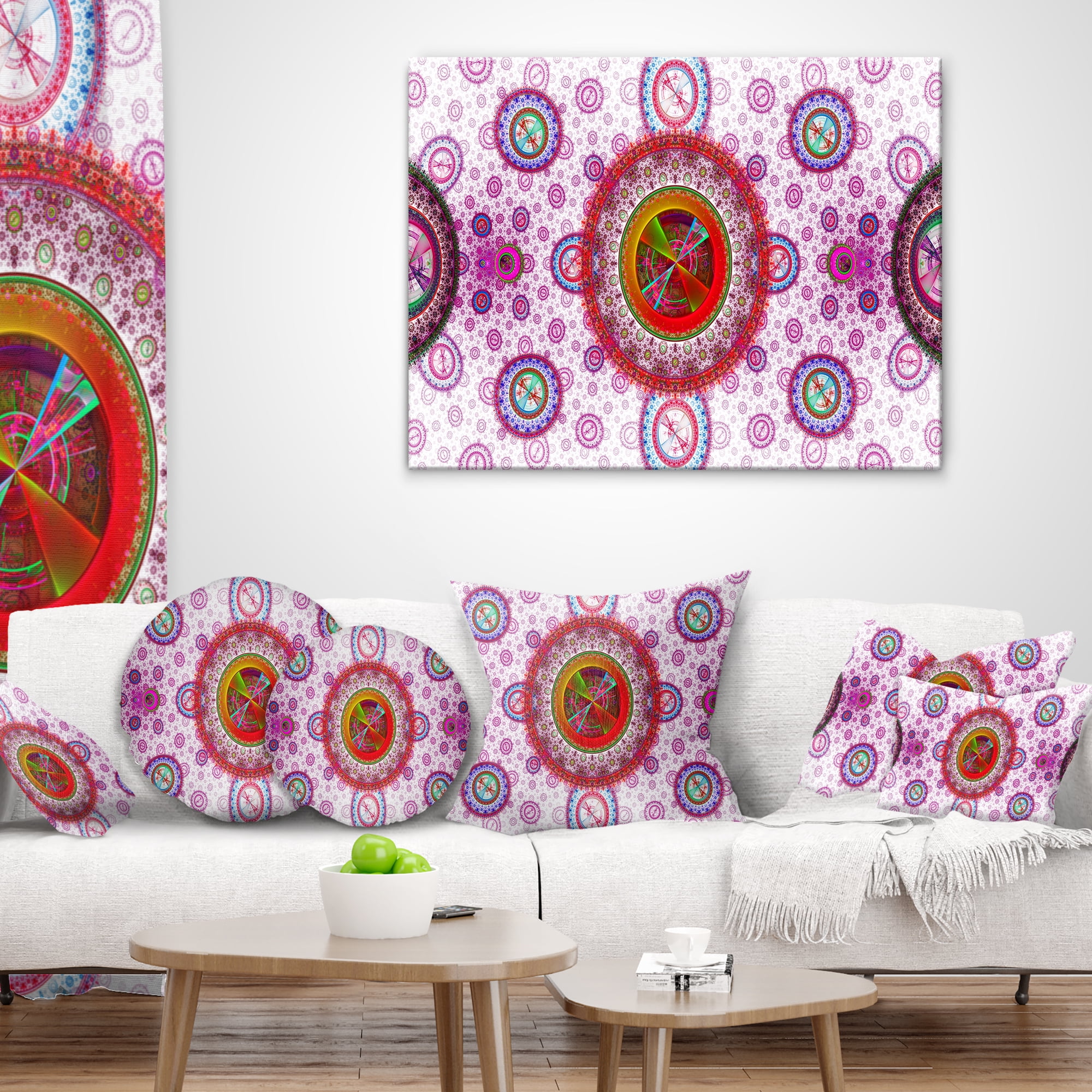 Designart Pink Psychedelic Relaxing Art - Abstract Throw Pillow - 16x16
