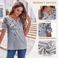 thumbnail image 3 of SWQZVT Womens Summer Tops Short Sleeve Shrits Trendy V Neck Blouses Beach Vacation Clothes, 3 of 6