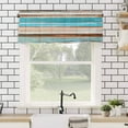 thumbnail image 4 of Turquoise Brown Gradient Valances for Windows Abstract Vintage Wood Grain Rod Pocket Curtain Valance Window Treatment Short Curtains for Kitchen Living Room, 60"x14", 4 of 5