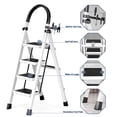 thumbnail image 2 of ESLIFE 4-Step Folding Ladder, Anti-Slip, Portable, Multi-Use for Home & Office（330lb Capacity), White, 2 of 6
