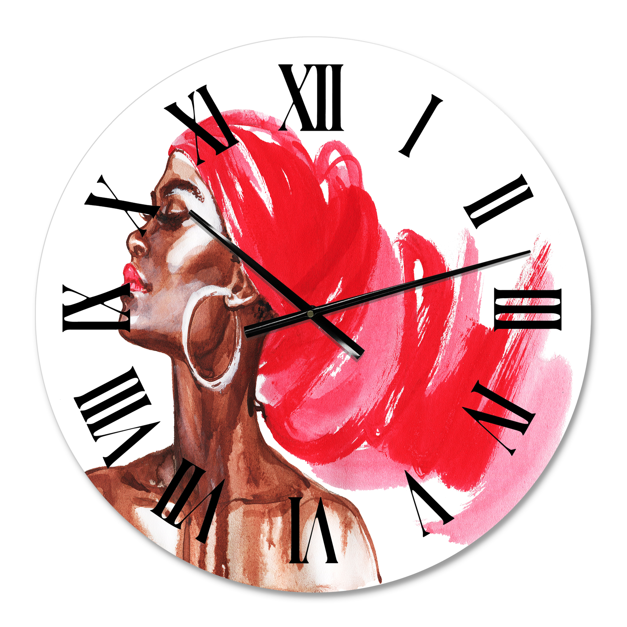 Designart 'Portrait Of African American Woman Ix' Modern Wall Clock