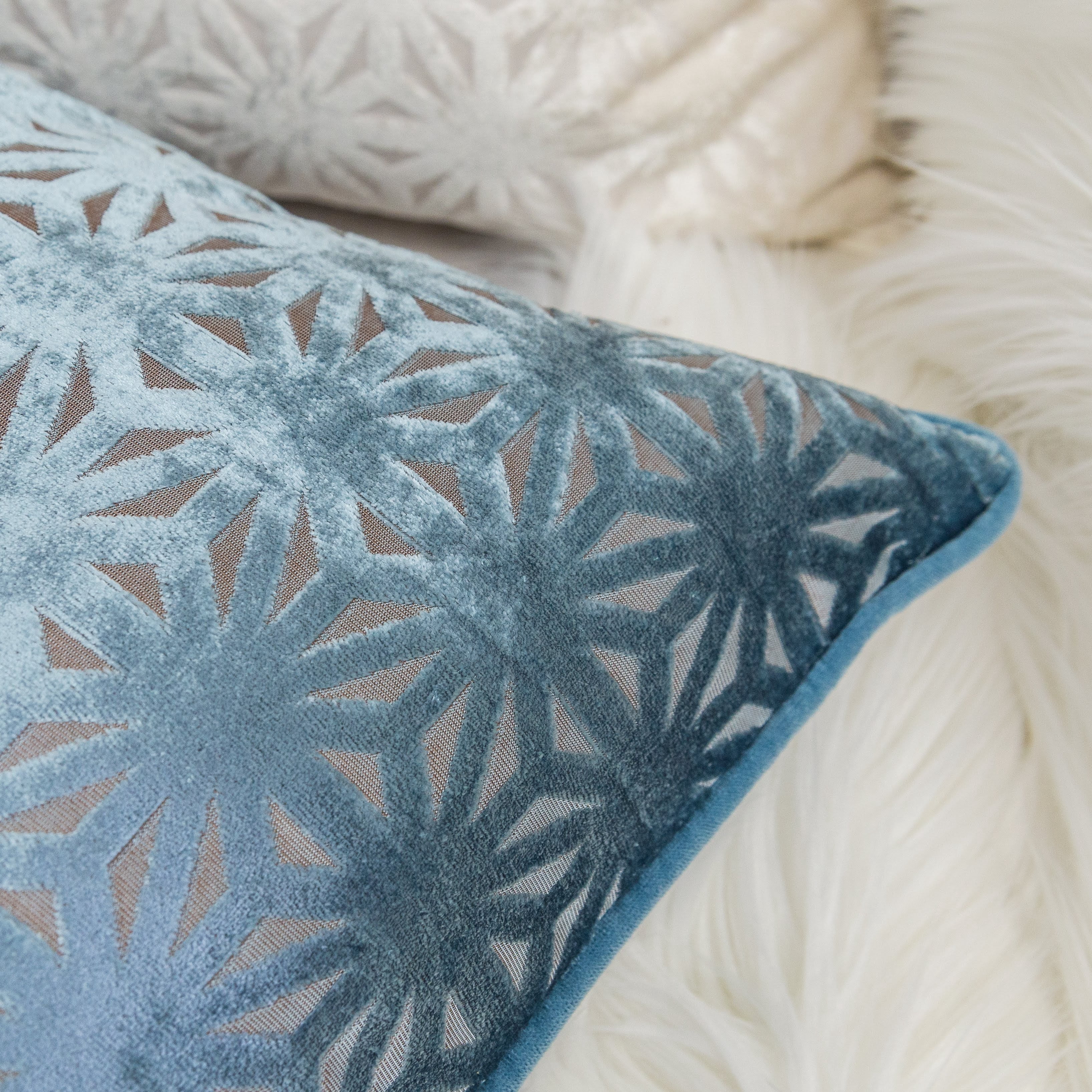 Hallie MINT Geometric Polyester 20 in. x 20 in. Throw Pillow