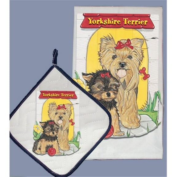 Pipsqueak Productions DP483 Yorkie Dish Towel And Pot Holder Set