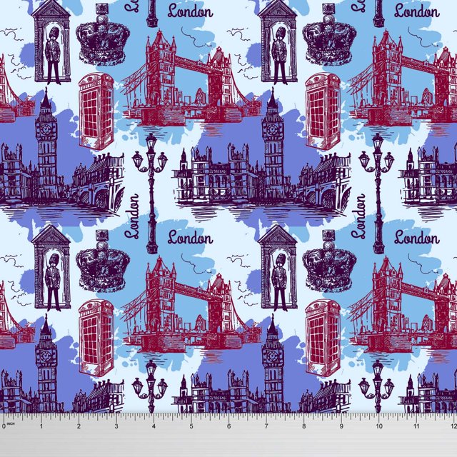 Soimoi Tissu Décoratif en Popeline de Coton Imprimé Architectural de 58 Pouces de Large au Mètre-Violet