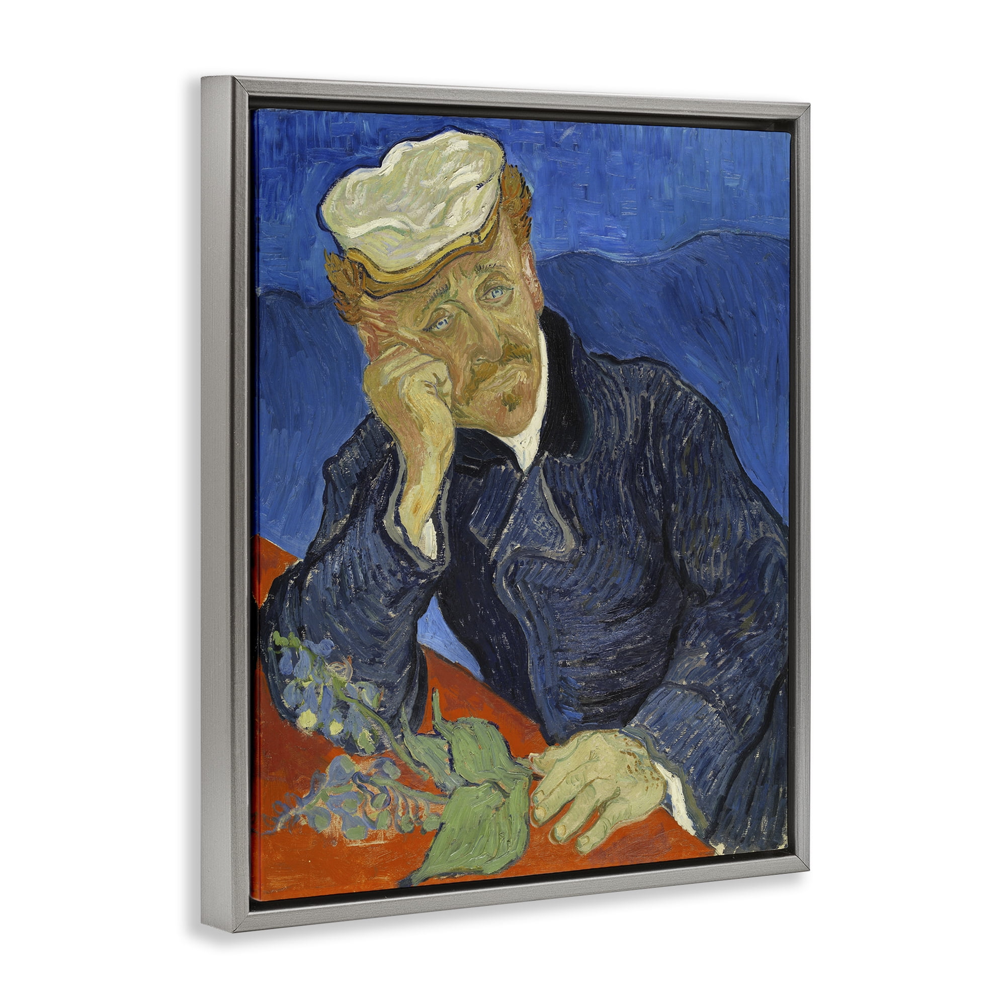 Stupell Industries Van Gogh Dr Paul Gachet People Painting Gray Floater Framed Canvas Art Print Wall Art, 17 x 21