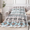 thumbnail image 3 of Aztec Blanket, Black and White Boho Native Tribal American Throws Blankets, Southwest Geometric Vintage Flannel Soft Blanket Cover for Couch Chair Bed Outdoor Travel Decor, 50X60IN, 3 of 6