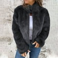 thumbnail image 2 of Jacket Women Zip Up Jacket Casual Open Front Cardigan Fuzzy Fleece Jacket Crop Winter Coat Warm Jacket, 2 of 5