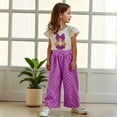 thumbnail image 4 of ATOGUTA Size 3-8 Years Girls Clothes Short Sleeve Tee Tops and Pants Clothing Set Purple, 4 of 6