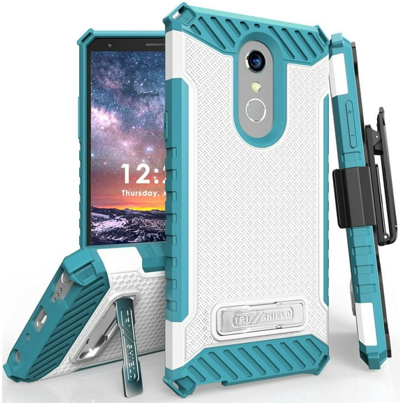 Case with Clip for LG Stylo 4, Tri-Shield Rugged Cover and Belt Hip Holster [with Metal Kickstand   Wrist Strap Lanyard] for LG Q Stylus | LG Stylo 4 | LG Stylus 4