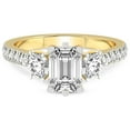 thumbnail image 3 of 4 Carat IGI Certified Emerald Shape Lab Grown Diamond Engagement Ring | 14K Yellow Gold |Tiara Three Stone Diamond Ring | FG-VS1-VS2 Quality Friendly Diamonds, 3 of 4