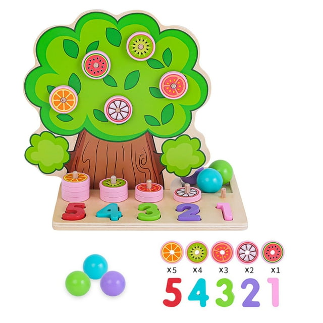 TopLLC Educational Toddler Toys Interactive Kids Toys Teaching Tree Children Picking Apples Number Digital Kindergarten Early Education Toy Gliding Track Car Baby Toys for Age 3+
