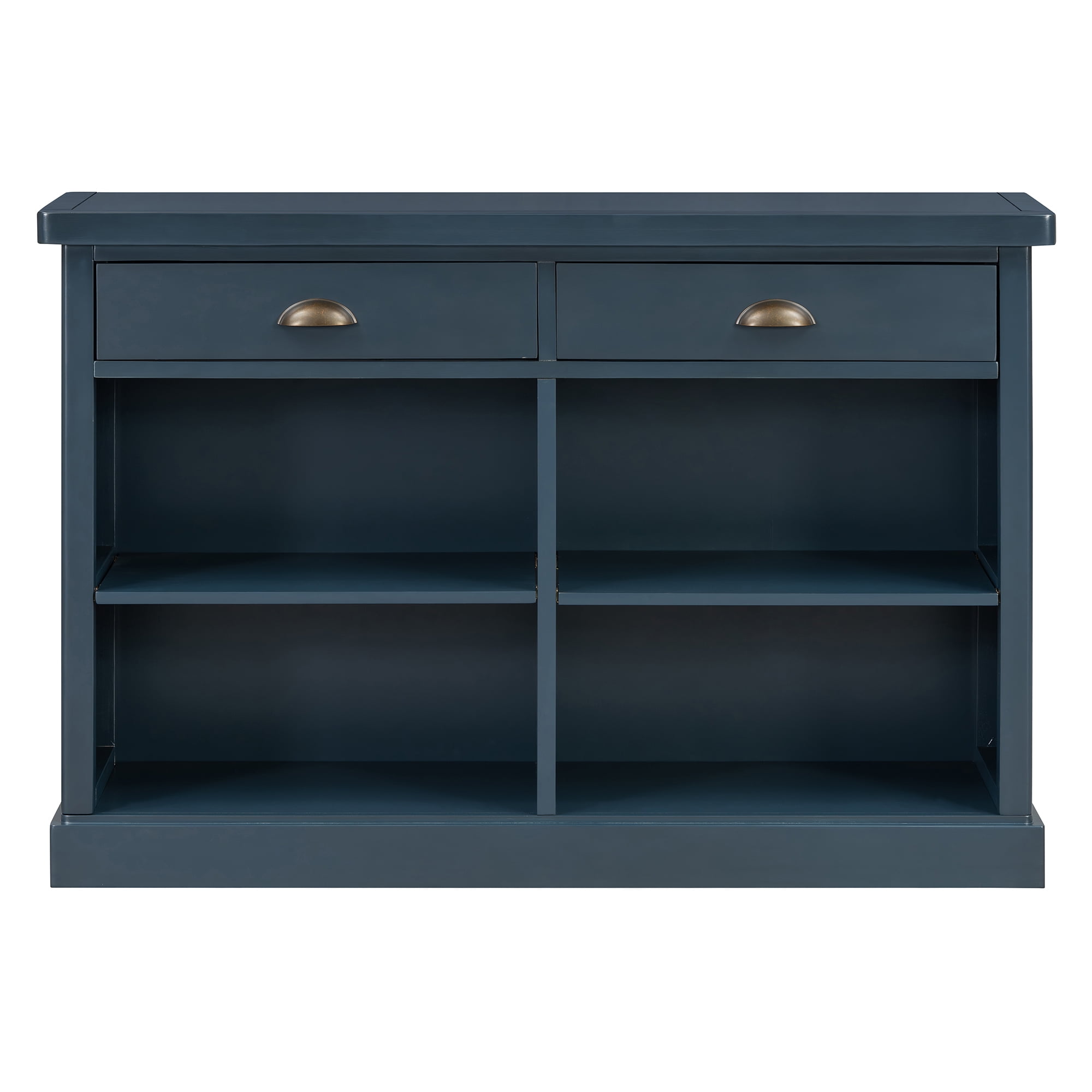Euroco 47" Long Console Table, Wood Narrow Sofa Table with Open Storage Shelves & 2 Drawers,Entryway Table Accent Table for Living Room, Hallway,Navy