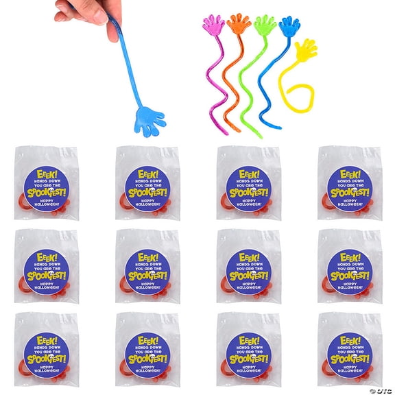 1 1/4" Bulk Halloween Sticky Hands with Handout Sticker for 72