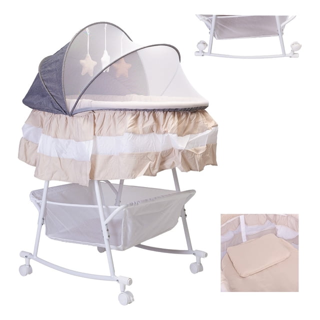Cuna Bebé Aeiou Moisés Mecedora Bambineto Beige 35034