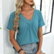 thumbnail image 5 of Xuyuer Women‘s Casual Fashion Solid Color Summer V-Neck Short Sleeve Blouses Shirts Top, 5 of 9