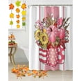 thumbnail image 3 of Fall Pink Pumpkin Sunflower Cotton Maple Leaves Shower Curtain Set ，Waterproof Fabric Shower Curtains Shower Curtains for Bathroom,Bathroom Decor 66"x72", 3 of 7