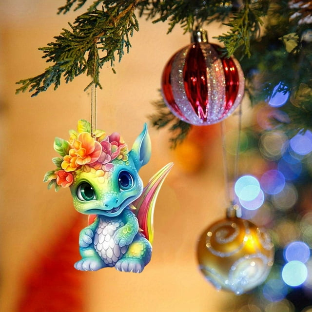 Cartoon Baby Animal Acrylic Christmas Tree Ornament Set for Festive Party Decoration Joyful Celebration