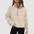 thumbnail image 4 of Fall Sweatshirts for Women 2025 Long Sleeve Half Zipper Turtleneck Thumb Hole Pockets Plain Sweatshirt Pullover Tops, 4 of 5