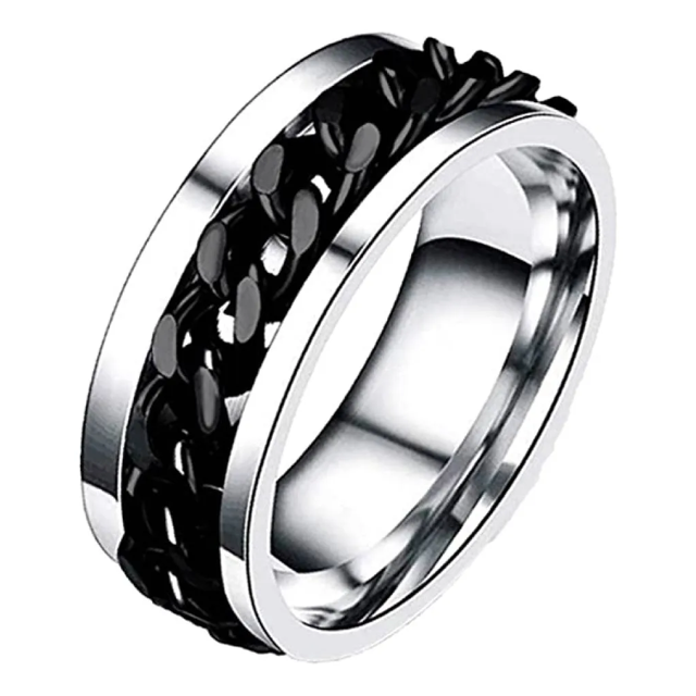 Anillo Acero Inoxidable Anillo Giratorio Cadena Anti Estres Xtellar plateado
