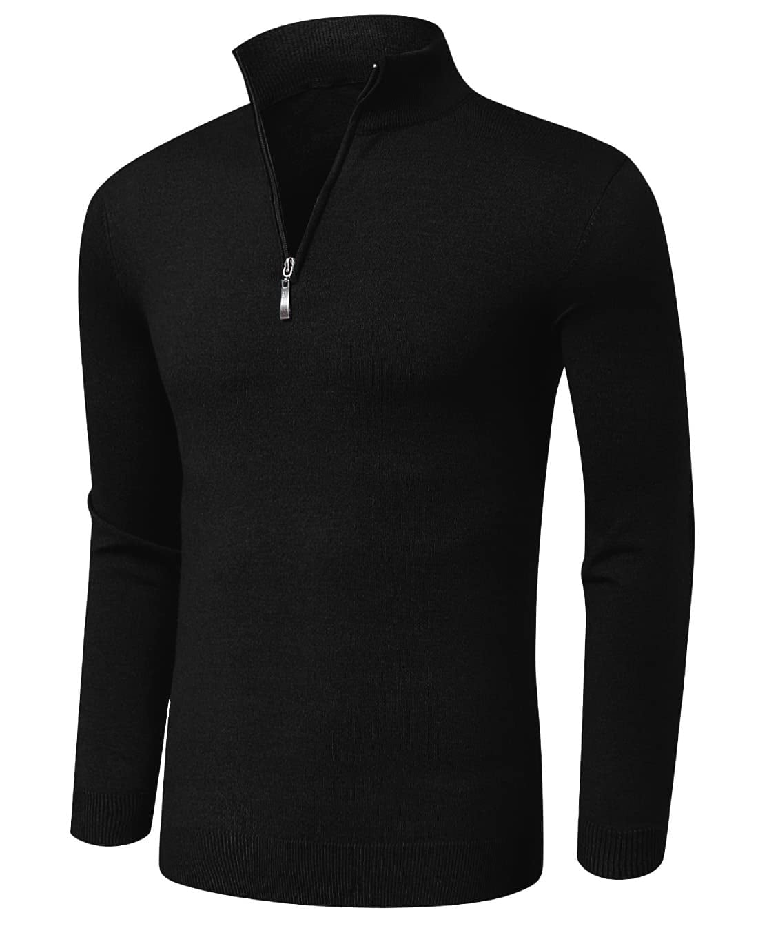 Aiyino Men's Quarter Zip Up Long Sleeve Sweaters Slim Fit Lightweight