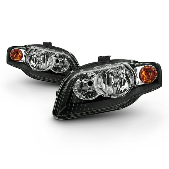 AKKON - Fits 2005-2009 Audi A4 S4 2007-2008 RS4 2009 Cabriole Halogen Style Headlamps Left Right Pair Black Headlights