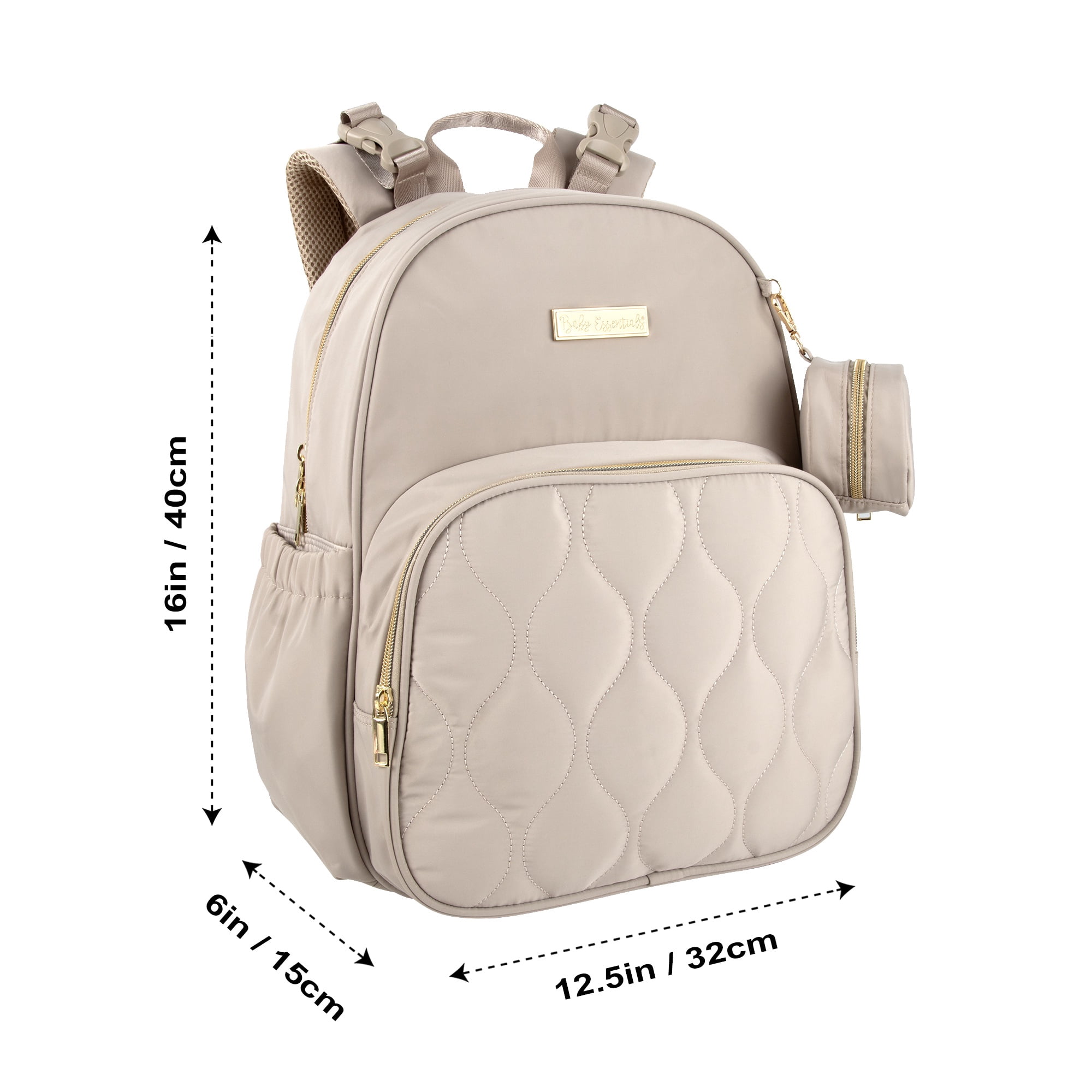 Baby Essentials 3 in 1 Diaper Bag Backpack, Changing Pad & Pacifier Pouch for Newborns, Infants, Toddlers - Quilted, Smooth, Sheek, Padded in Design