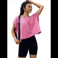 thumbnail image 1 of Camisetas de Entrenamiento de Corta para Mujer, Blusas con Espalda Abierta, Informales, para Yoga, Atléticas, Gimnasio, Holgadas, para Correr Rosa XL, 1 of 8