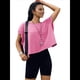 thumbnail image 1 of Camisetas de Entrenamiento de Corta para Mujer, Blusas con Espalda Abierta, Informales, para Yoga, Atléticas, Gimnasio, Holgadas, para Correr Rosa M, 1 of 8
