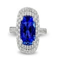 thumbnail image 1 of 1.50 Carat Antique Halo Sapphire and Diamond Engagement Ring in White Gold`, 1 of 4