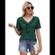 thumbnail image 3 of Blusas y Túnicas Informales de Corta con Cuello en V para Mujer, Grandes Verde XL, 3 of 9
