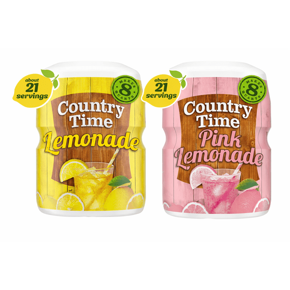 Country Time Pink Lemonad & Lemonade Naturally Flavored with other natural flavor Powdered Drink Mix, 19 oz Canister