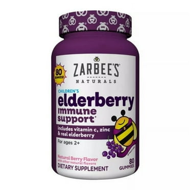 Zarbee's Children's Elderberry Immune Support w/ Vitamin C & Zinc, Berry (80 Ct)