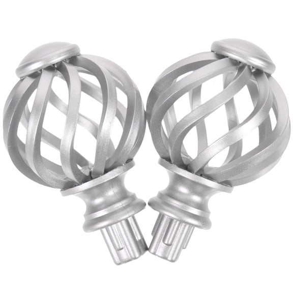 NICERIO Curtain Rod End Nicerio Plated Silver Plastic Easy Install Classic Cage Design for Home