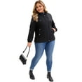 thumbnail image 3 of Agnes Orinda Women's Plus Size Hooded Trench Coats Windproof Zip Up Buttons Winter Jacket with Pockets 1X Black, 3 of 5