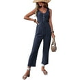 thumbnail image 3 of Womens Jumpsuits Dressy Summer Sleeveless U-Neck Casual Wide Leg Long Pants Rompers 2025 Navy blue S, 3 of 9