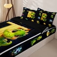 thumbnail image 3 of Homewish Kids Dinosaur Zipper Twin Comforter Sets with Fitted Sheet and 2 Pillowcases for Boys Girls, Dino Letter T Zipper Bedding Set,4-Piece, Black Reversible, 3 of 6