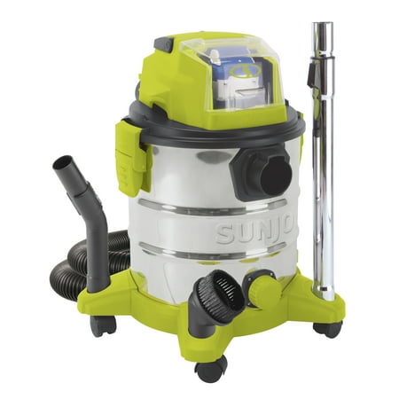 Sun Joe - 24V iON+ 5.3-Gallon Cordless 4.0-Ah Portable Stainless Steel Wet/Dry Vacuum - Green