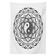 thumbnail image 3 of Ambesonne Black and White Tablecloth Rectangular Table Cover, Mandala Flowers, 60"x84", Black and White, 3 of 4