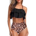 thumbnail image 1 of Tempt Me Trajes de baño de dos piezas para mujer, bikini de cintura alta, con volantes y control de barriga, trajes de baño halter, 1 of 4