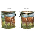 thumbnail image 2 of 50L Extra Large Popup Hamper Collapsible Laundry Basket With Zippered Lid 15.7x18.5in The Mother Cow and Her Calf, 2 of 7