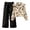 Khaki*, variant on RUTAYY Girls Outfit Set Floral Print Ruffle Detail Stand Collar Long Sleeve Button Front Blouse Wide Leg Pants 2 Piece Children Set Khaki