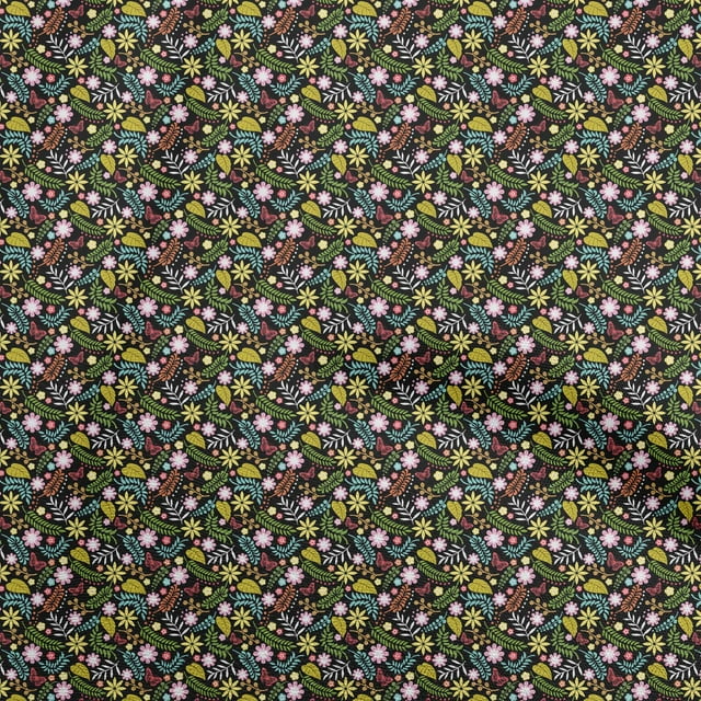 oneOone Viscose Jersey Black Fabric Floral Sewing Craft Projects Fabric Prints By Yard 60 Inch Wide
