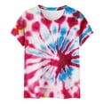 thumbnail image 5 of Mifsaly Tie-Dye Cotton T-Shirt for Women Short Sleeve Crew Neck Casual Summer Tops Colorful Print Lightweight Breathable Casual Blouse XXXL, 5 of 6