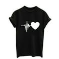 thumbnail image 3 of Dyfzdhu T Shirts for Women Trendy Heart Graphic Print T-Shirt Casual Round Neck Plus Size Summer Top Black, 3 of 8