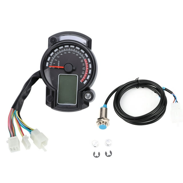 Motorcycle Speedometer, Impact Resistance Professional LCD Odometer 7 Color Adjustable For Motorbike Accessory