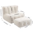 thumbnail image 4 of 38.6" Bean Bag Chair, Modern Lazy Sofa Chair with Velvet Fabric Upholstered, Memory Foam, Ottoman, Backrest and Armless, Floor Sofa Chair for Living Room, Bedroom, Study Room, White, 4 of 9