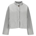 thumbnail image 6 of ClodeEU Women's Short Plush Buttoned Jacket,Long Sleeve Cropped Blazers Tops ,Fall Solid Color Jacket Gray,Womens Plus XL, 6 of 6