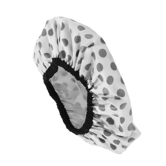 Vocoste 1 Pc Women Durable Dots Shower Cap for Bathroom Vacation Hotel Travel Gray Satin EVA