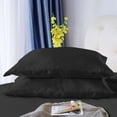 thumbnail image 4 of PiccoCasa 3Pcs Satin Duvet Cover Set with 2 Pillowcases, Black Queen, 4 of 6